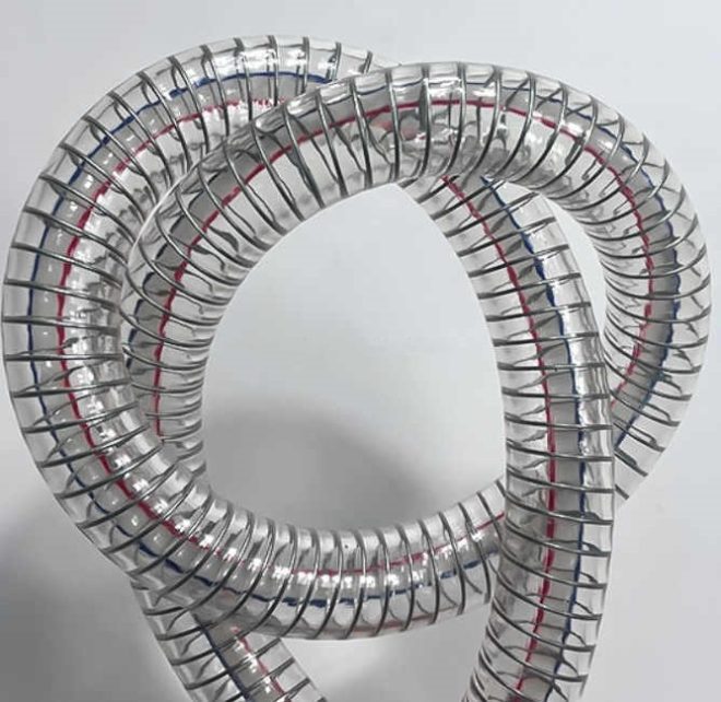 With Red Blue Line, Steel Wire Reinforced PVC clear Hose Pipe